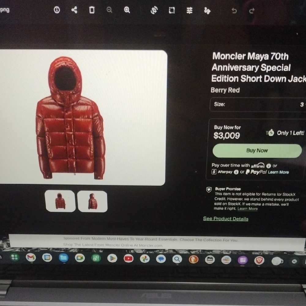 Moncler Maya 70th Anniversary Special Edition Hooded Short Down Jacket Berry Red